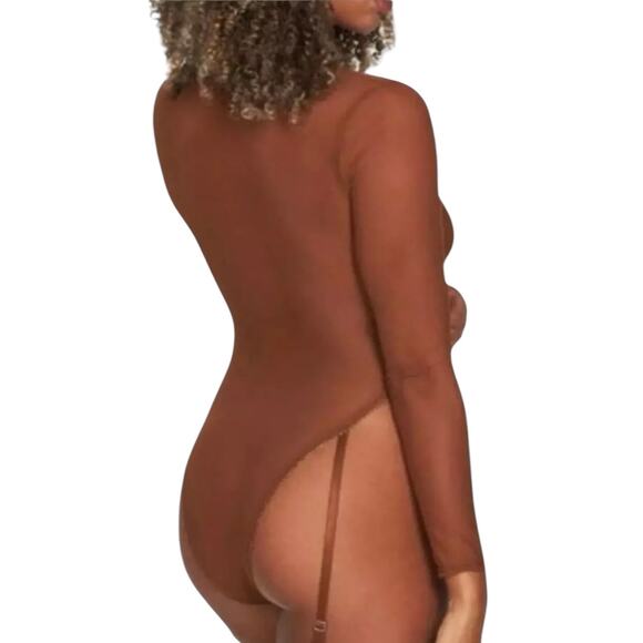 NWT! Frederick's of Hollywood Lola Lee Brown Mesh Bodysuit Teddy M - Picture 4 of 5